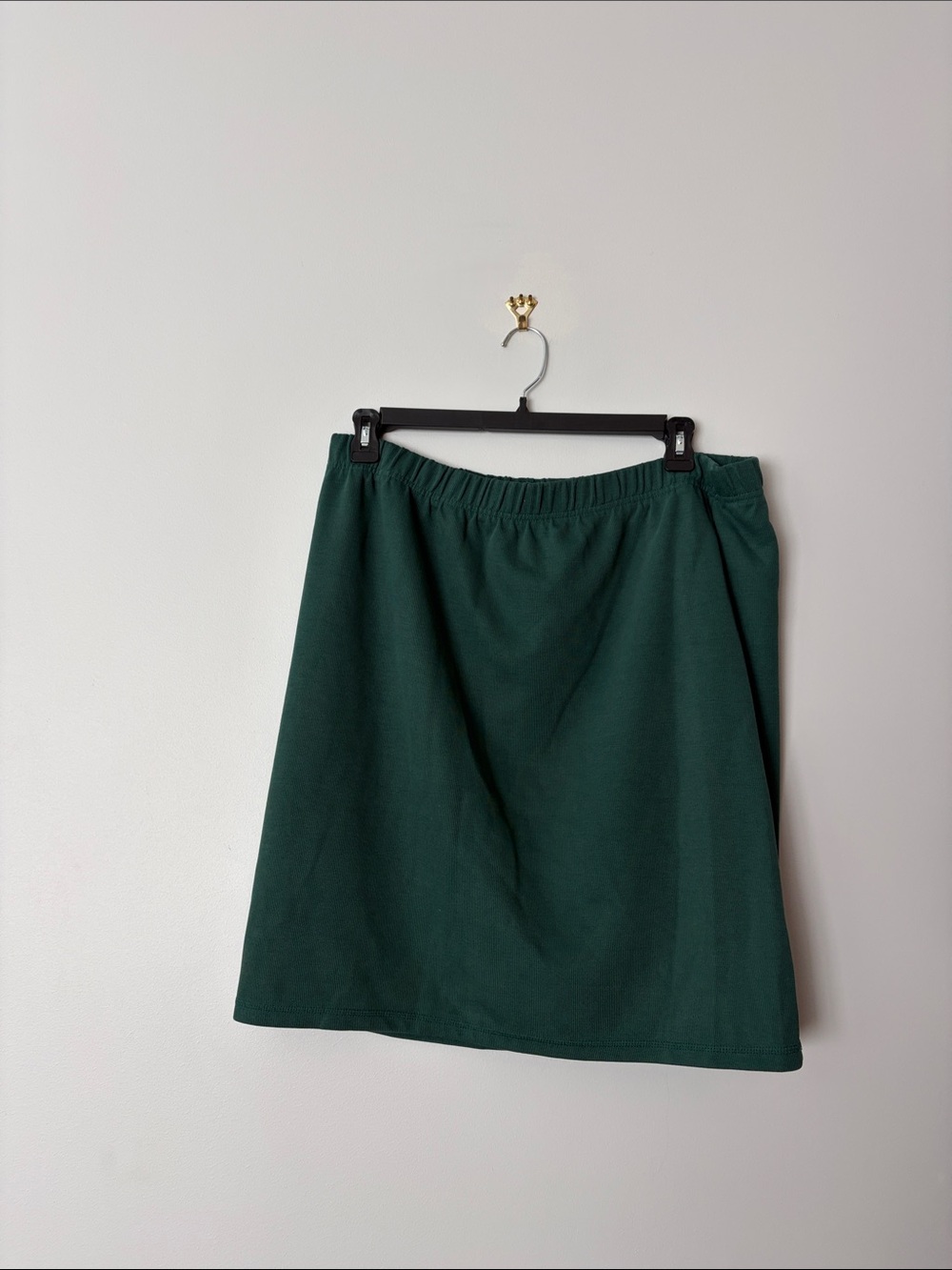 Classic Green Elastic-Waist Skirt